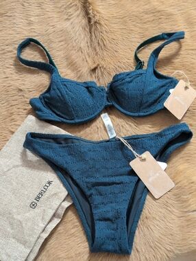 Berlook SwimTextured Forest GreenUnderwire Bikini Set